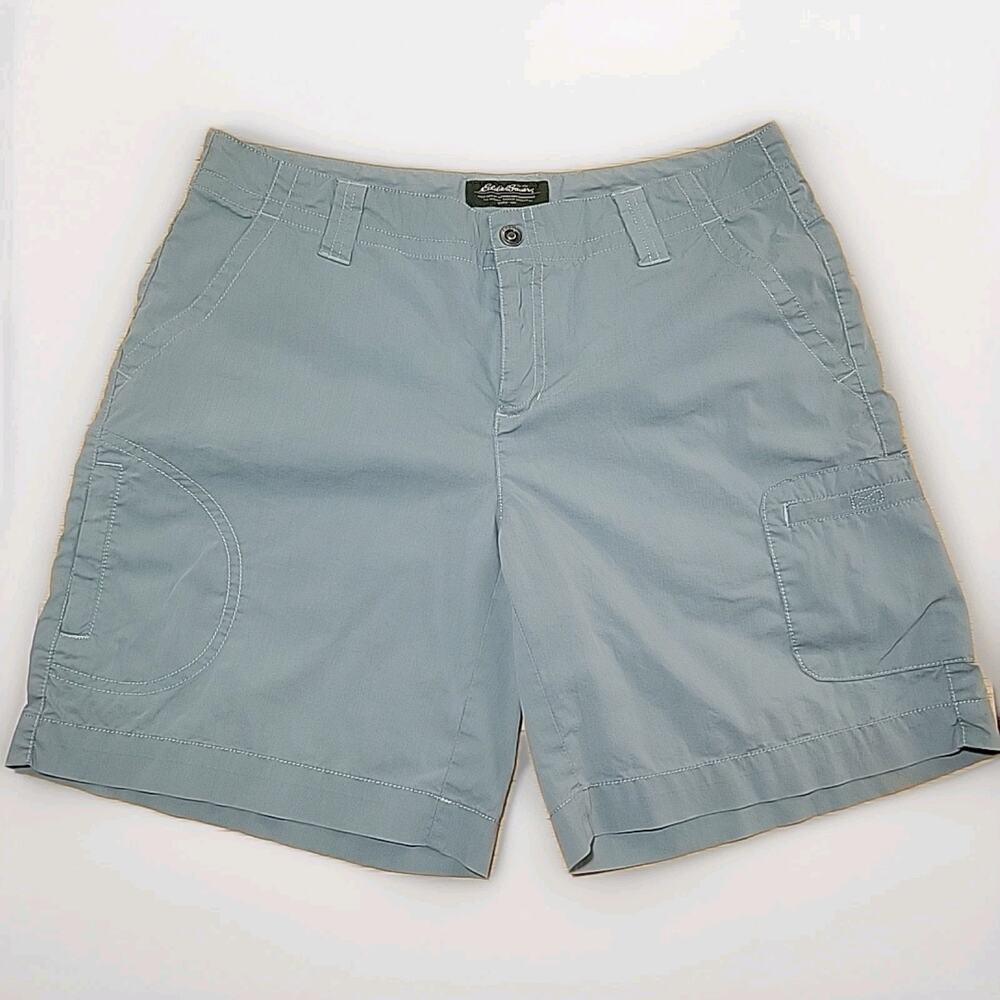 Eddie Bauer Women's Cargo Shorts Size 8 Sea Foam Green Casual Hiking Outdoor